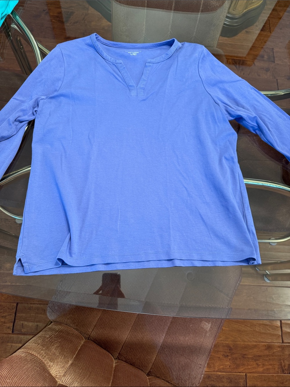 L.L. Bean Periwinkle Blue Long-Sleeve V-Notch Tee